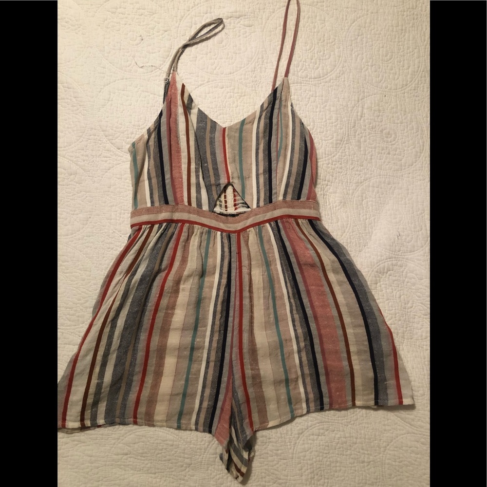 Linen striped romper